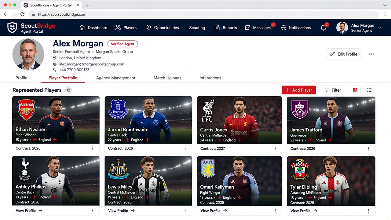 Player portfolio portal screenshot