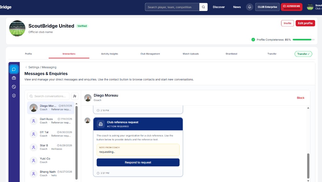Interactions portal screenshot