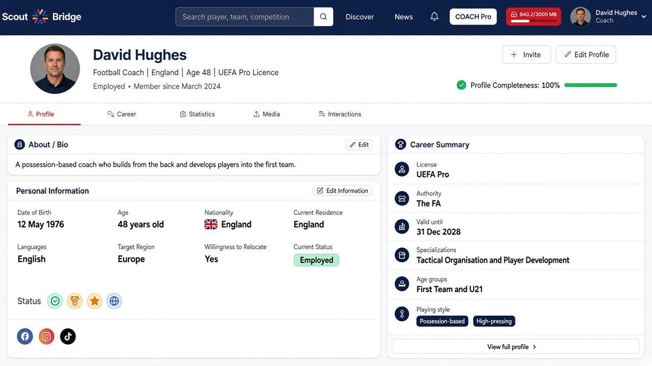 Profile portal screenshot