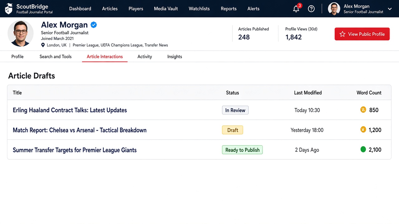 Articles portal screenshot