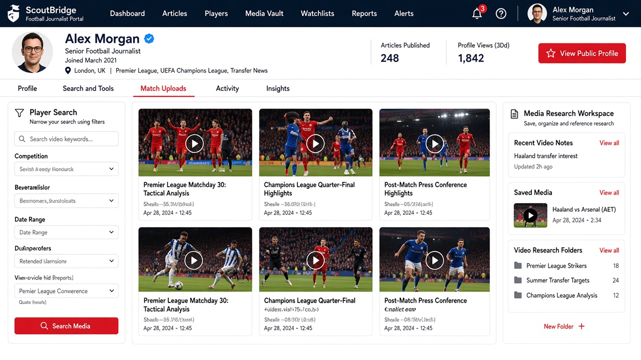 Match media portal screenshot
